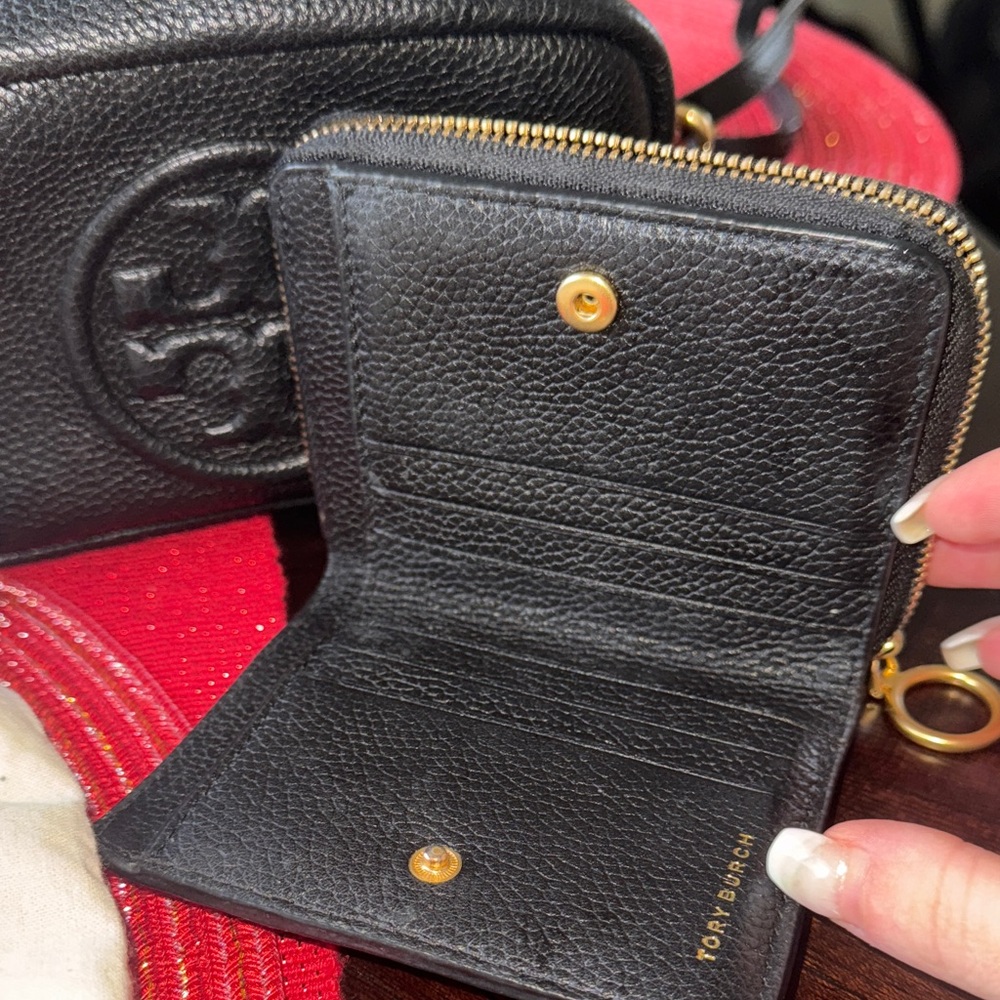 Tory Burch Black Miller Crossbody Bag and Matching Wallet with Gold Accents - Picture 6 of 13